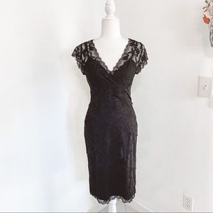Helene Blake Black Layered Lace Dress Size 4